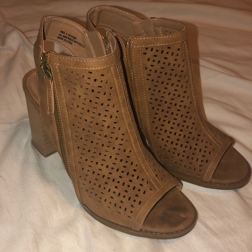 peep toe open back sandals